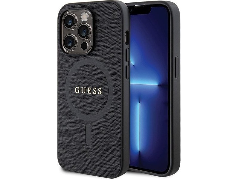 Case Guess Saffiano Magsafe Sikring Til Iphone 14 Pro Max Sort