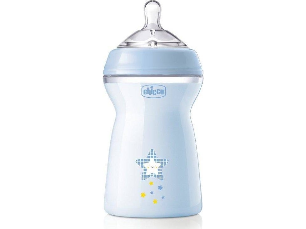 Chicco Plastflaske 330 Ml Med Silikonesut 6M+ Blå