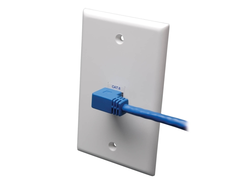 Tripp Lite N204-003-Bl-Ra Rechtwinkliges, Anvulkanisiertes Cat6-Gigabit-Utp-Ethernet-Kabel (Rj45 Rechts Abgewinkelter Stecker Auf Rj45 M), Blau, 1 M.