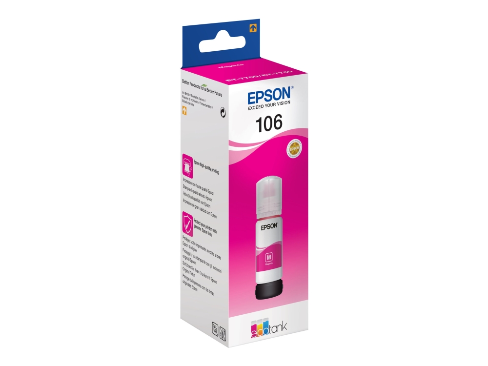 Epson 106 - 70 Ml - Magenta - Original - Blækbeholder - For Ecotank Et-7700, Et-7750, L7160, L7180 Expression Premium Et-7700, Et-7750