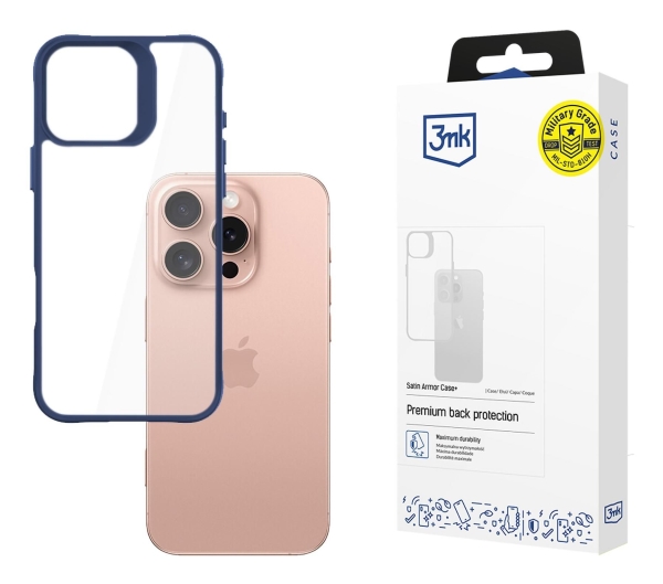 3Mk Satinarmor+ Tasche Für Iphone 16 Pro 6.3" Blau Military Grade