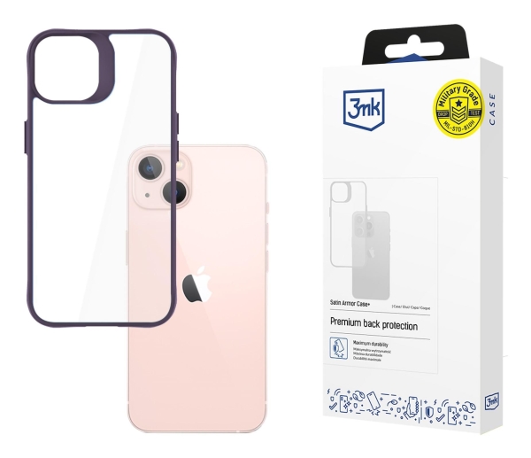 3Mk Satin Armor Case+, Cover, Apple, Iphone 14, 15,5 Cm (6.1"), Lilla, Transparent