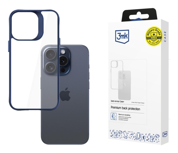 3Mk Satin Armor Case+ Iphone 15 Pro Blå/Blå