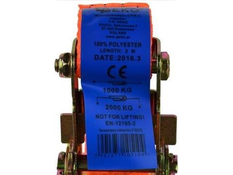 Geko Transportband med spärr 2m/2T/35mm (40) | Verktyg & Verkstad - För verkstaden - Fraktsäkerhet | GameStuff