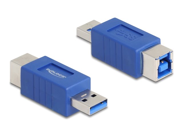 Delock - Usb-Adapter - Usb Type A (Han) Til Usb Type B (Hun) - Krydset Pin Tildeling, Up To 5 Gbps Data Transfer Rate - Blå