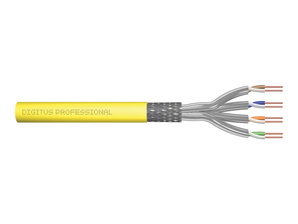Digitus - Installationskabel - 500 M - 7.8 Mm - S/Ftp - Simplex - Cat 7A - Ieee 802.5/Ieee 802.3 - Halogenfri, Solid, 10 Gigabit Ethernet - Gul, Ral