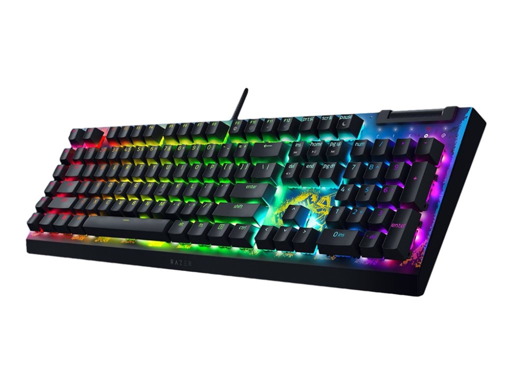 Razer Blackwidow V4 X - Fortnite Edition - Tastatur - Full Size - Med Medierulle - Backlit - Usb - Qwerty - Usa - Tastkontakt: Razer Yellow