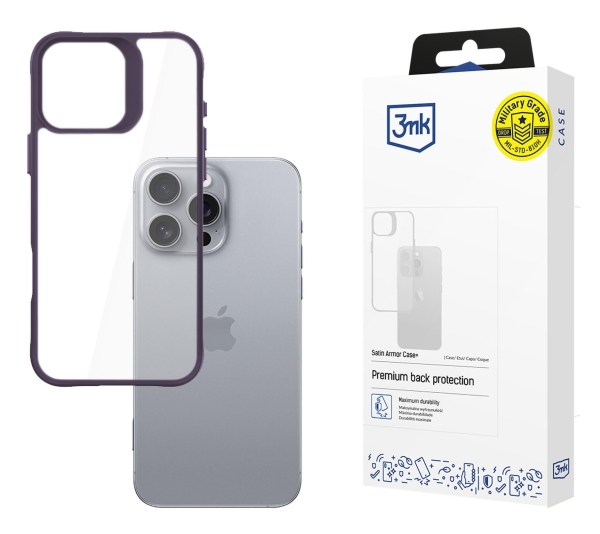 3Mk Satinarmor+ Apple Iphone 16 Pro Max 6.9" Tasche Lila Military Grade