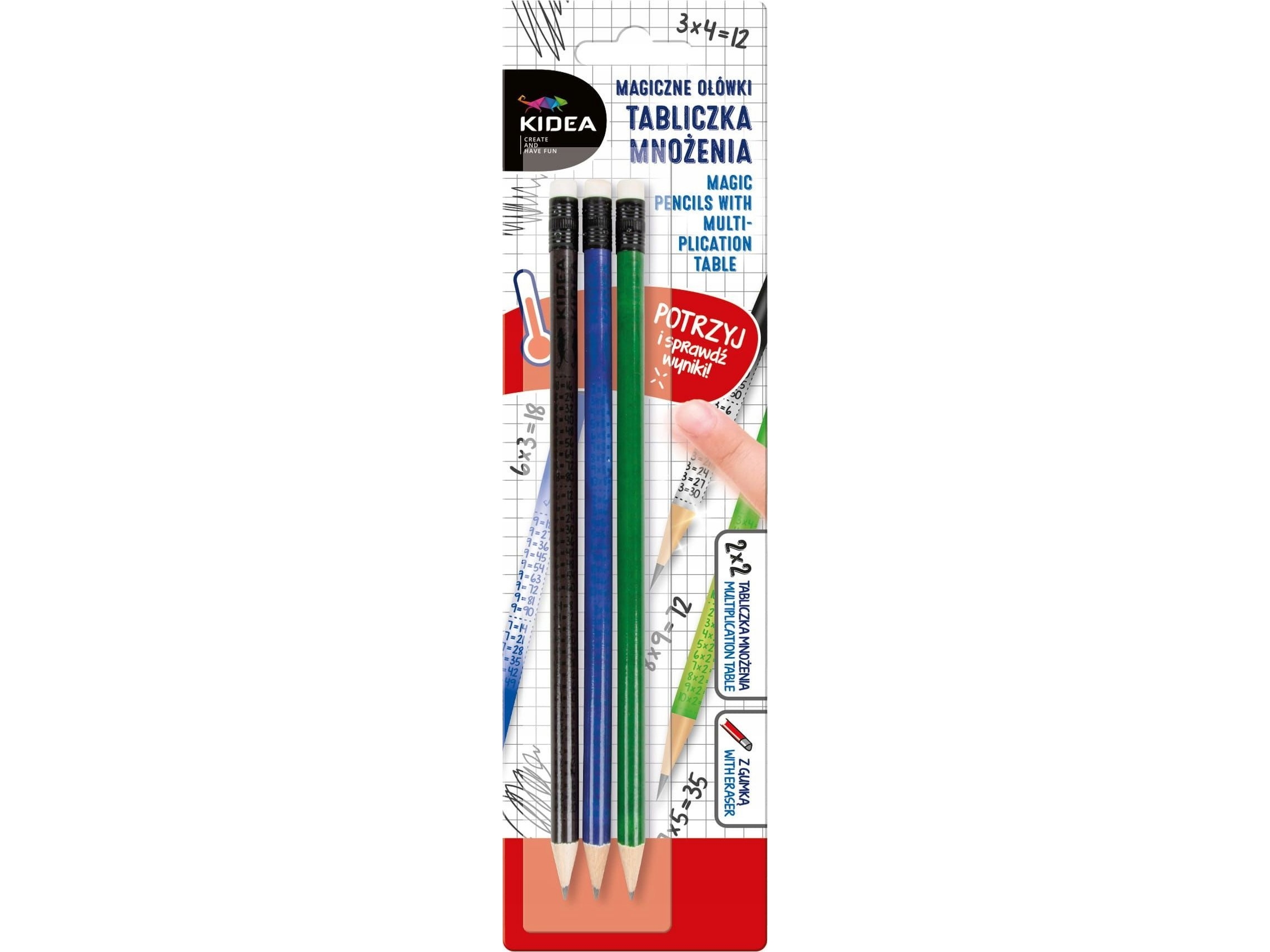 Derform Olowek Z Gum Hb Magic Tabl Mnoz Op3szt Kidea Pg