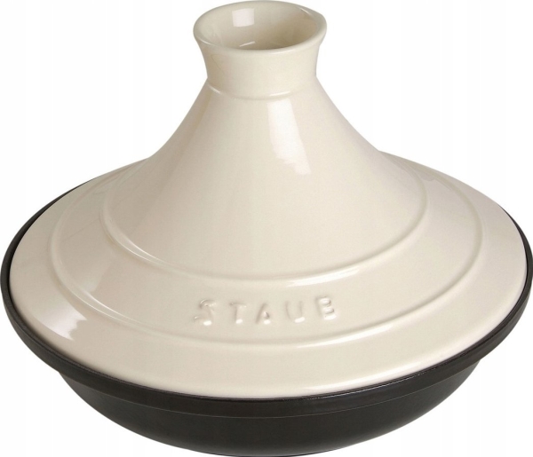 Staub Tajine, Rund, Schwarz, Cremefarben, Eisenguss, 2 L, Induktion, 28 Cm