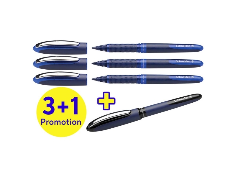 Schneider One Business Tintenroller 0,6 Mm, Schreibfarbe: Blau, 4 St. (183084)