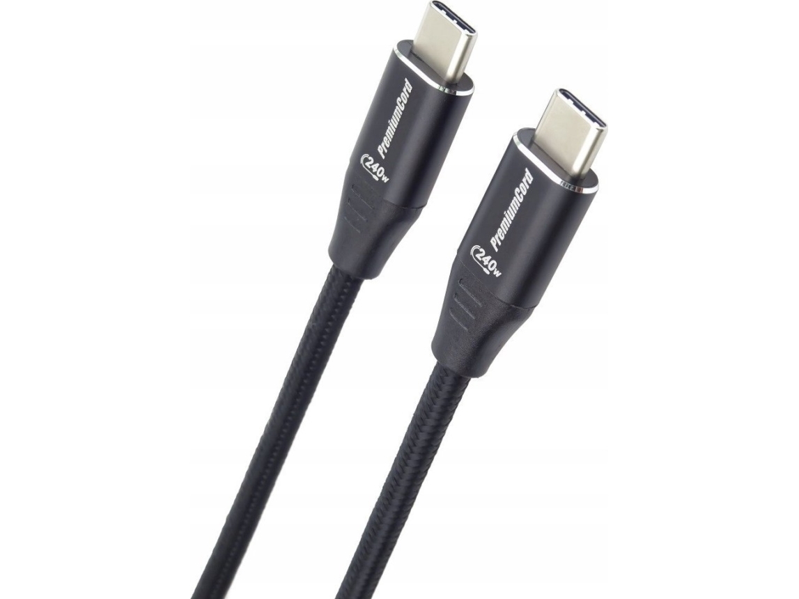 Premiumcord Premiumcord Kabelis Usb-C M/M, 240W 480Mbps Juoda Medvilninė Pynė, 2M