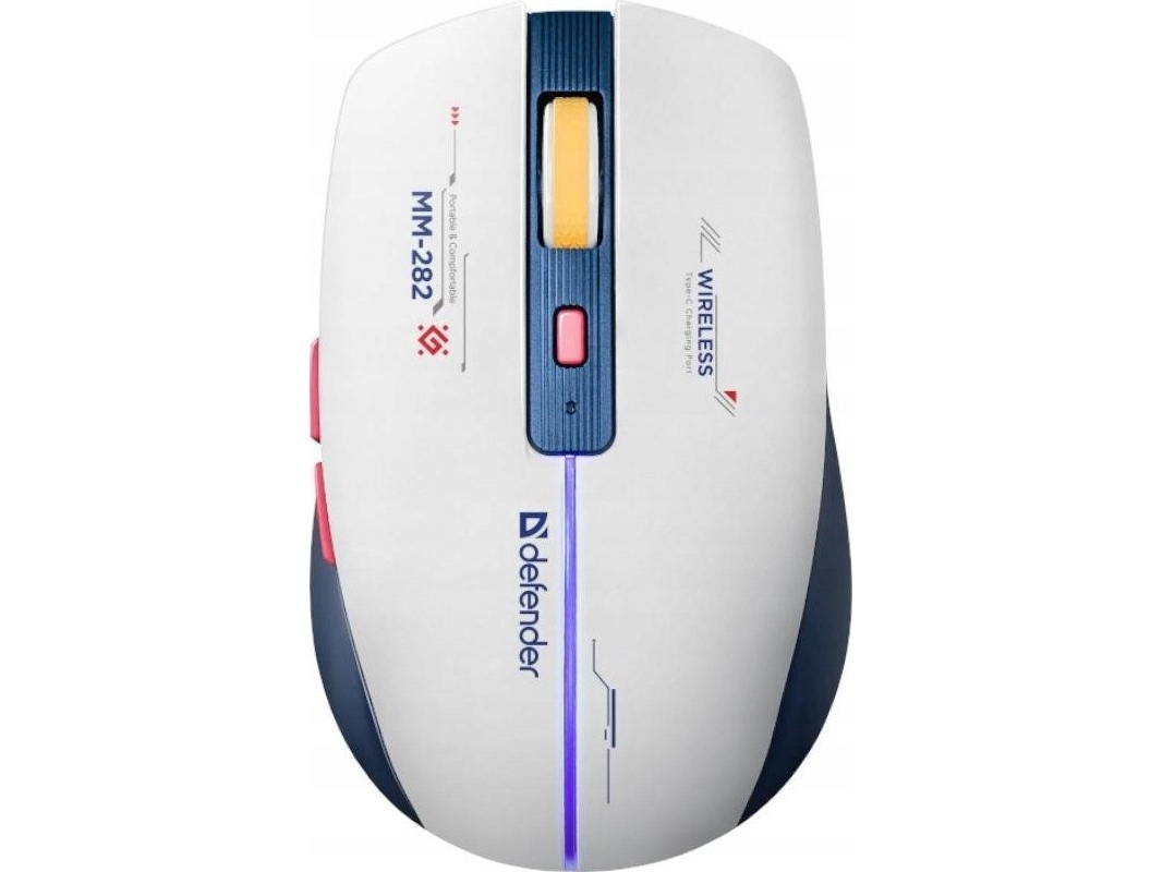 Defender Wireless Maus Defender Dila Mm-282 Optische 1800Dpi Weiß Rgb Accumulator 6 Tasten Gaming