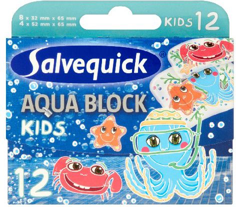 Salvequick Aqua Block Kids Plaster 1 op-12 stk