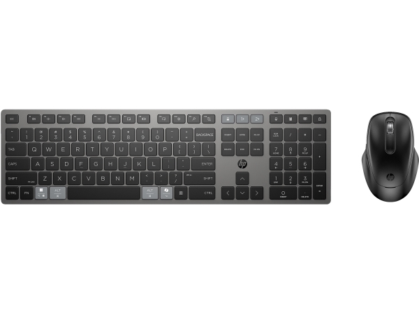 Hp 720 Oppladbart Trådløst Tastatur Og Mus For Flere Enheter, Trådløs, Usb + Bluetooth, Mekanisk Nøkkelbryter, Qwerty, Sort, Mus Inkludert