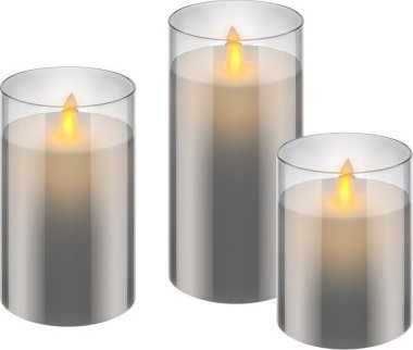 3Er-Set Led-Echtwachs-Kerzen Im Glas, Grau-Transparent, Inkl. 10X Aaa (Lr03)