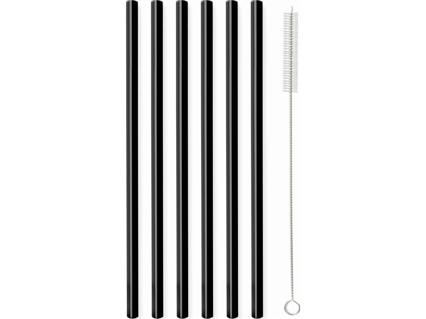 Vialli Design SLOMKI SZKLANE sort 20 cm – sæt med 6 stk. (26599) med børste