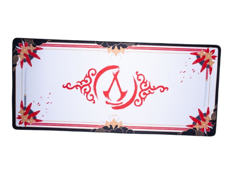 Lexip x Ubisoft - Musmatta - flexibel mjuk mikrostrukturerad yta - extra stor - Assassins Creed Shadows - vit, svart, guld, röd | Spel - Gamingmöss & Tangentbord - Gaming möss | GameStuff