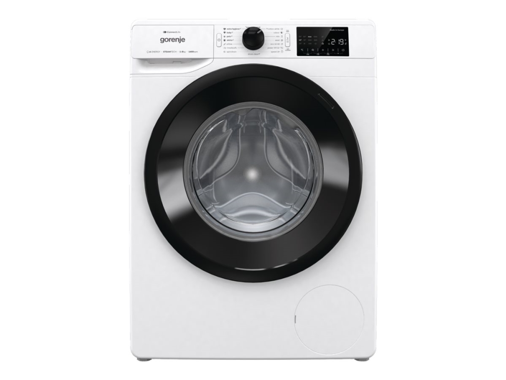 Gorenje Essential WPNEI84A1SWIFI - Vaskemaskin - Wi-Fi - bredde: 60 cm - dybde: 54.5 cm - høyde: 85 cm - frontileggelse - 54 liter - 8 kg - 1400 rpm - hvit