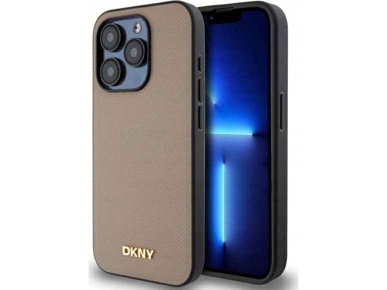 Dkny Dkhmp15xpghlme Apple Iphone 15 Pro Max 6,7" Dėklas Telefonui Gelsvas Genarbtes Metall Logo Magsafe