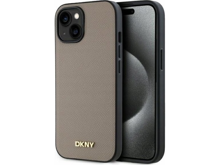 Dkny Dkhmp15spghlme Iphone 15 6,1" Beige/Beige Hardcase Mit Geprägtem Metal-Logo Magsafe