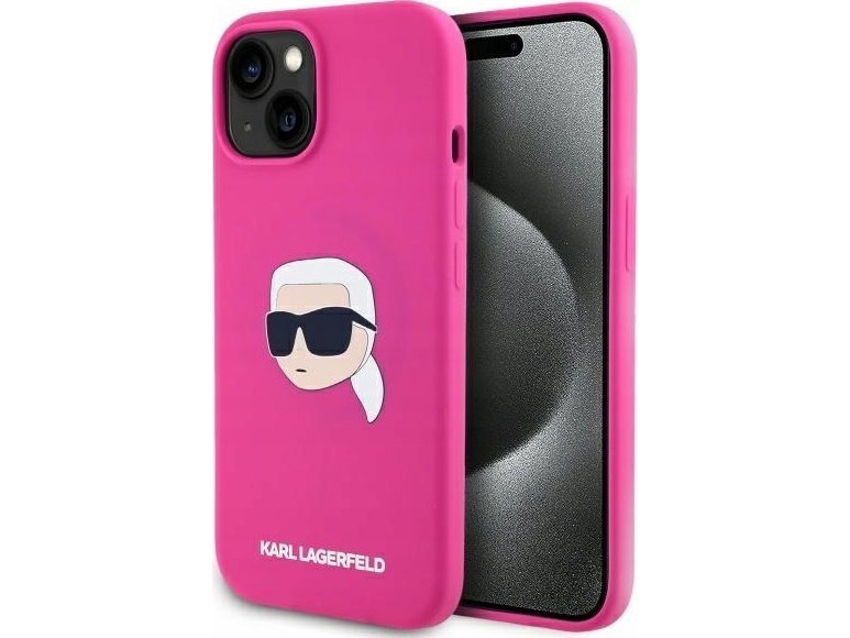Karl Lagerfeld Klhmp15sskhppplf Iphone 15 6,1" Fuchsia/Fuschia Hardcase Silikone Karl Head Print Magsafe
