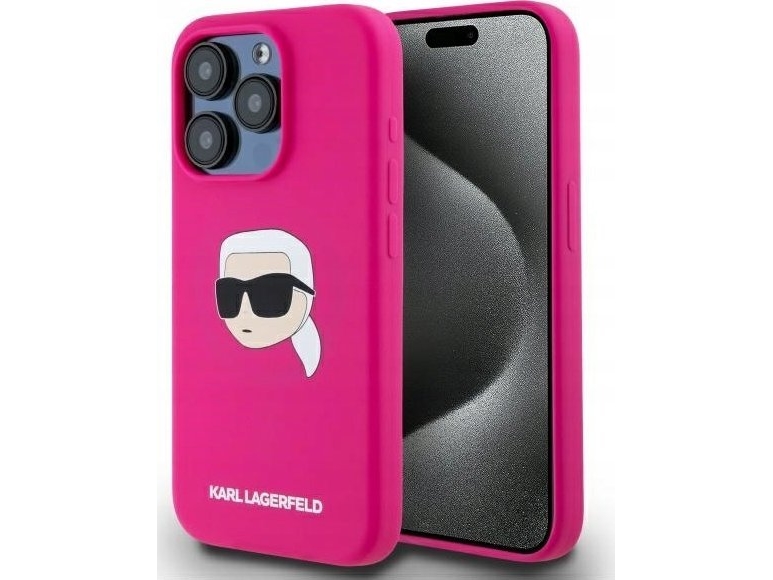 Karl Lagerfeld Klhmp15xskhpplf Iphone 15 Pro Max 6,7" Fuchsia/Fuschia Hardcase Silikone Karl Head Print Magsafe