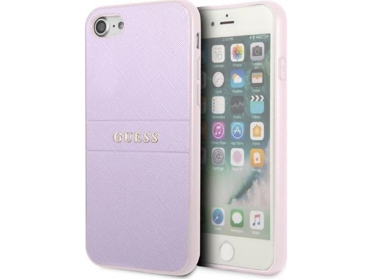 Guess Etui Guess Guhci8psasbpu Apple Iphone Se 2022/se 2020/8/7 Hardcase Fioletowy/purple Saffiano Hot Stamp & Metal Logo