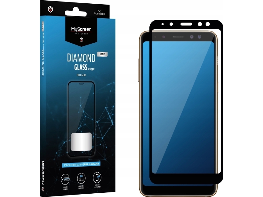 Myscreen Protector Samsung Galaxy A8 2018 Diamond Glass Lite Edge Full Glue Hardat Glas För Latt Rundade Skarmar