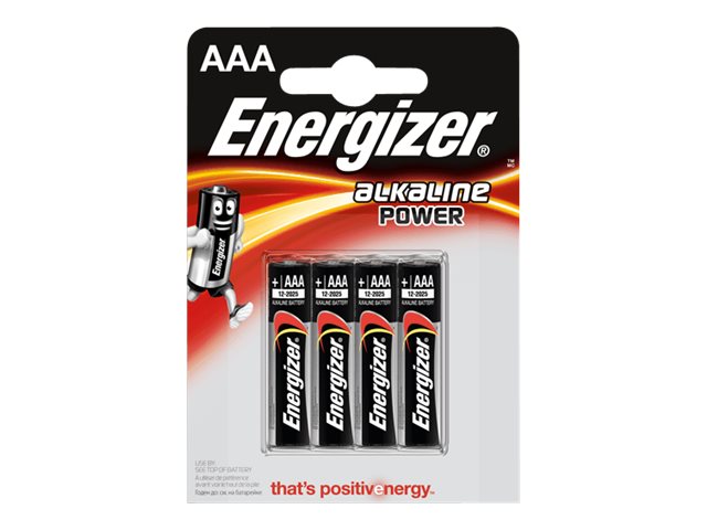 Batterier AAA alkalisk - Energizer Alkaline Power, 4 stk.