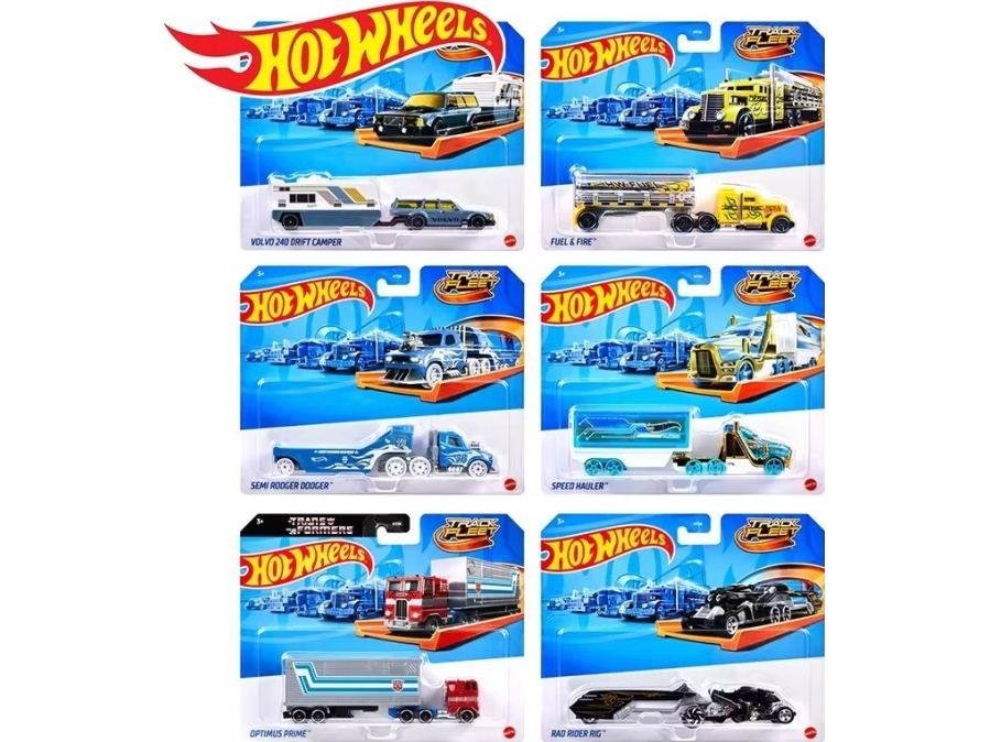 Hw Track Fleet Vehicle With Trailer 1:64 Hyt56 - Assorteret