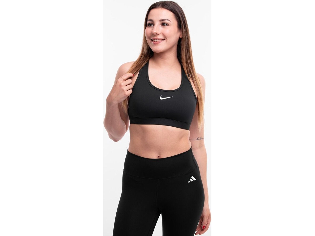 Swoosh Medium Sports Bra, sports-BH, dame BLACK/WHITE
