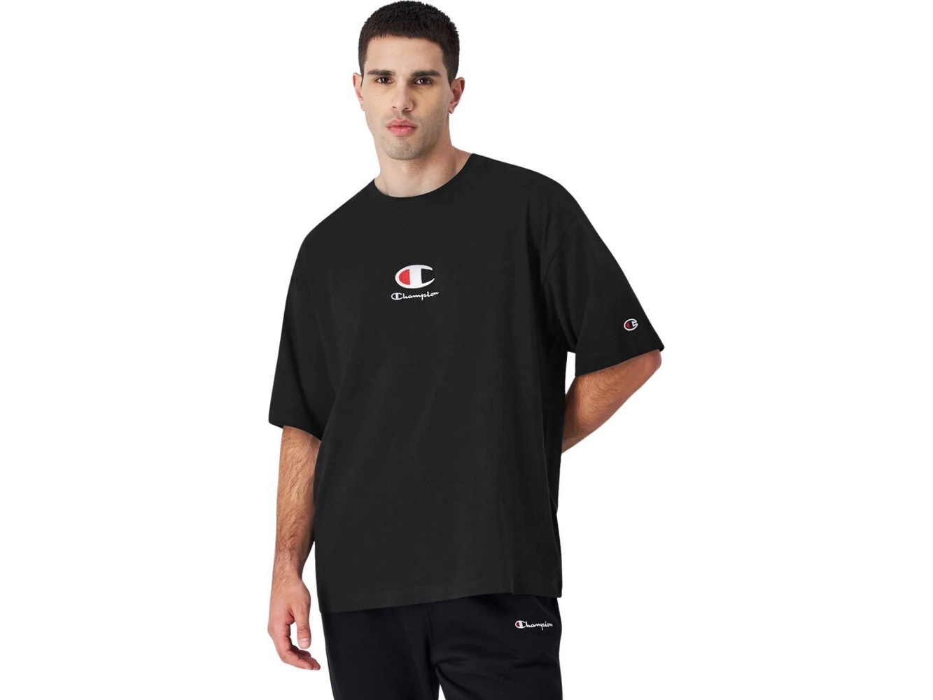 Champion Crewneck Herre T Shirt Sort 220270 Kk001 S