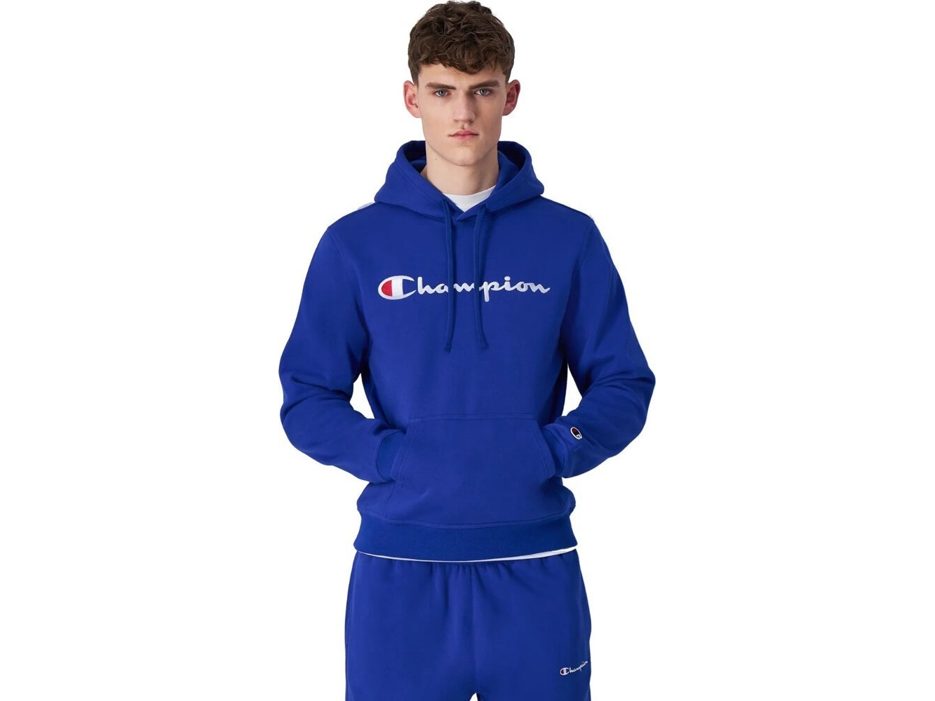 Champion Blå Sweatee Shirt Med Huva För Man 220253 Bs008 M
