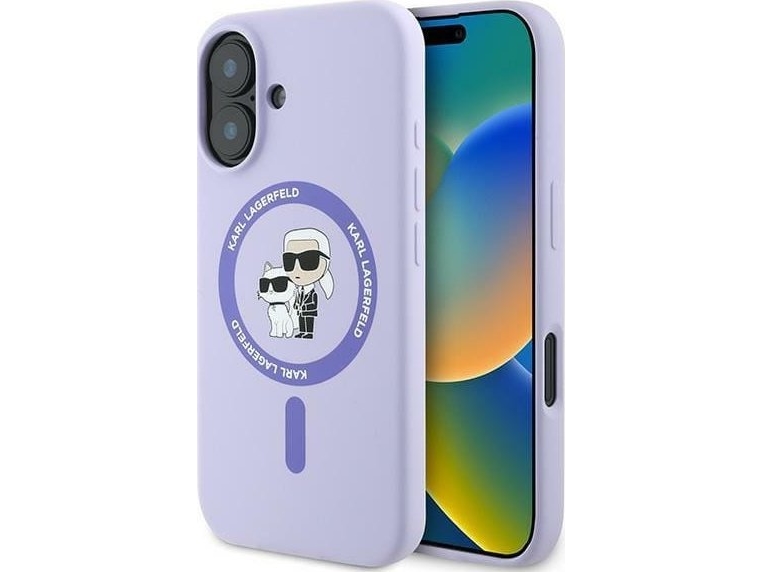Apple Iphone 16 Karl Lagerfeld Silicone Karl&Choupette Ring Magsafe (Klhmp16sscmkcrhu) Dėklas Telefonui Violetinės Spalvos