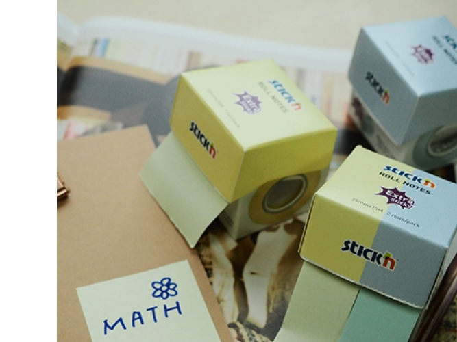 Note Roll Extra Sticky FSC 2x25mmx10m Pastel Gul/Blå