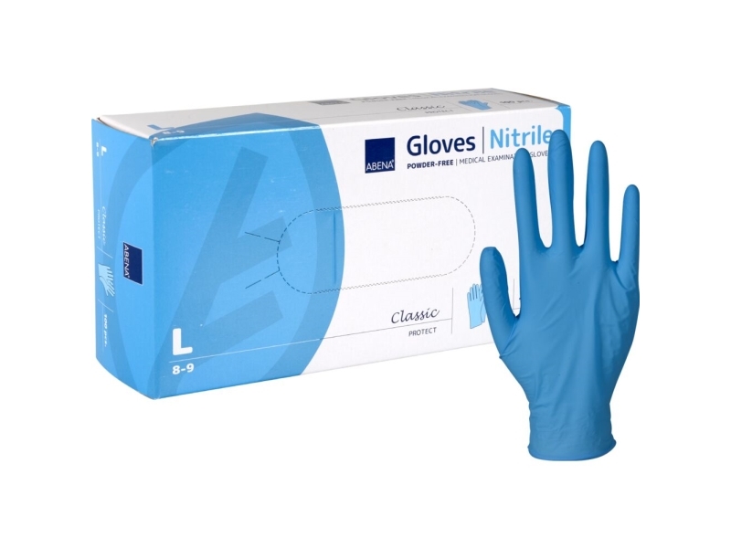 Undersøgelseshandske, ABENA Classic Protect, L, blå, nitril, pudderfri - (100 stk.)