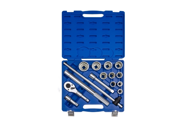 King Tony Socket 3/4" 14-Teilig 12-Zackig 22-50Mm Mit Ratsche Und Zubehör, Koffer King Tony