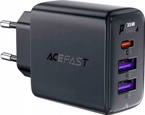 Acefast A57 Pd 35W Gan-Ladegerät 2 X Usb-A + Usb-C Mit 3 Anschlüssen - Schwarz