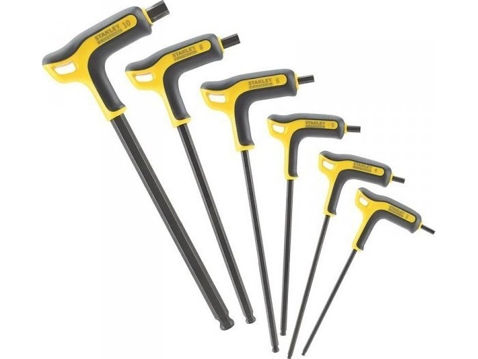 Stanley FMHT0-69049, Kuusiokoloavainsarja T-kahvalla, Metrinen, 6 kpl, T-kahva lyhyellä varrella, Muovi, Ruostumaton teräs