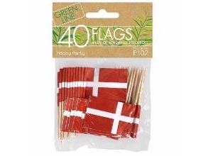 Kuchenfähnchen Auf Holzstäbchen Dannebrog 3,5X7 Cm Papier Rot/Weiß, 12 Stk X 40 Stk/Pack