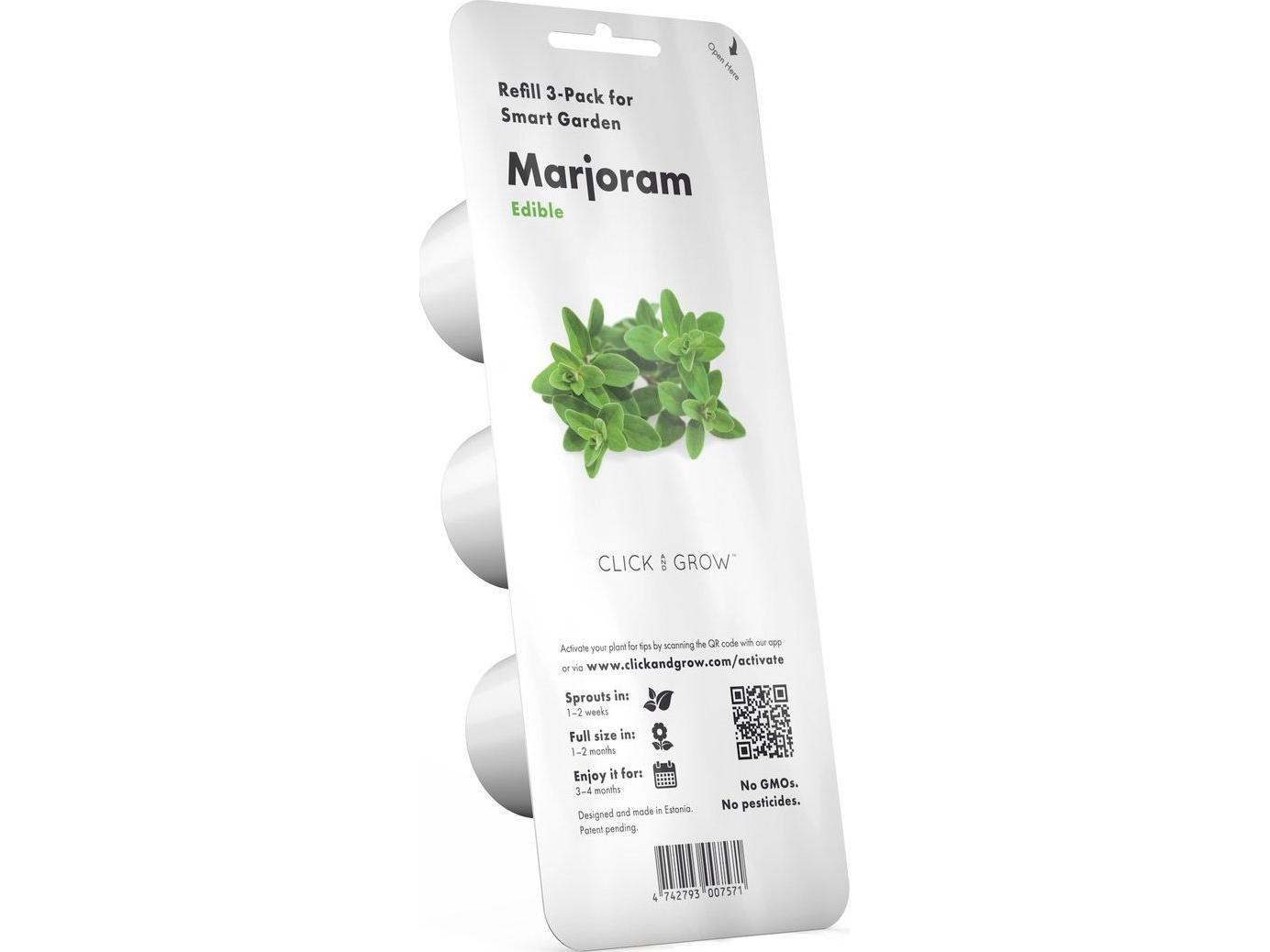 Click & Grow 4742793007571, Spiselig Plante, Marjoram, Startsæt, 3 Stk, Kasse