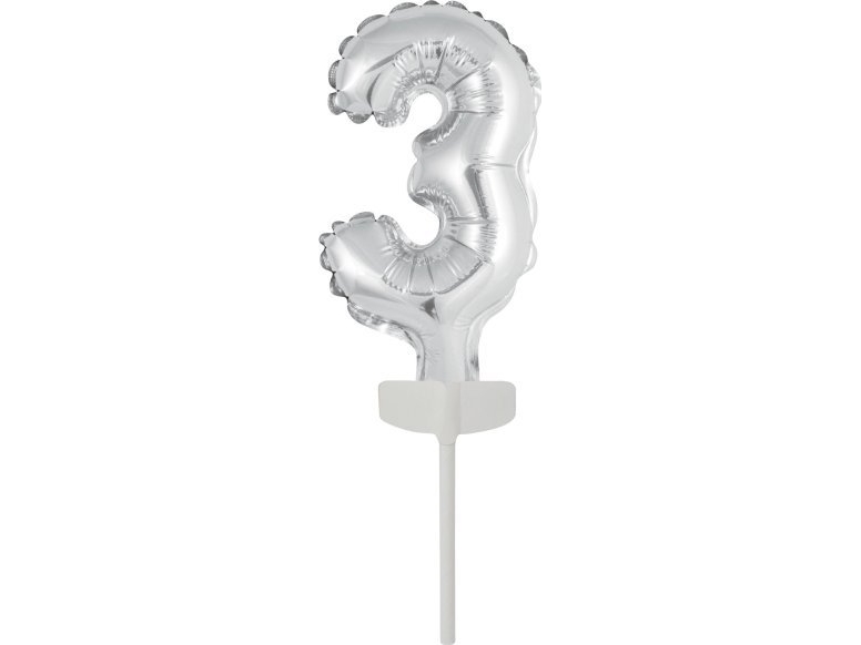 Amscan Folienballon Mini Ziffer 3 Silber 7×12 Cm