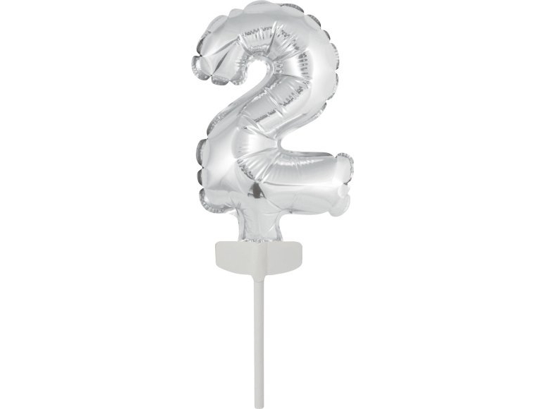 Amscan Folienballon Mini-Ziffer 2 Silber 8X12 Cm