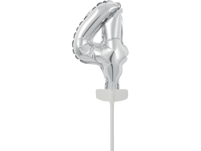 Amscan Folienballon Mini-Ziffer 4 Silber 8X12 Cm