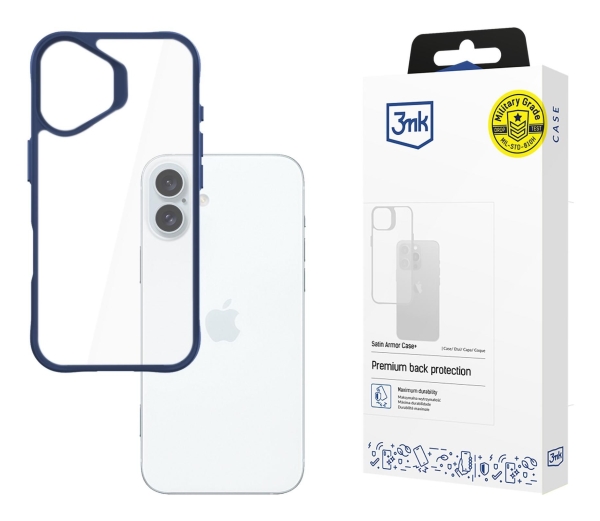 3Mk Satinarmor+ Tasche Iphone 16 Plus 6.7" Blau Military Grade
