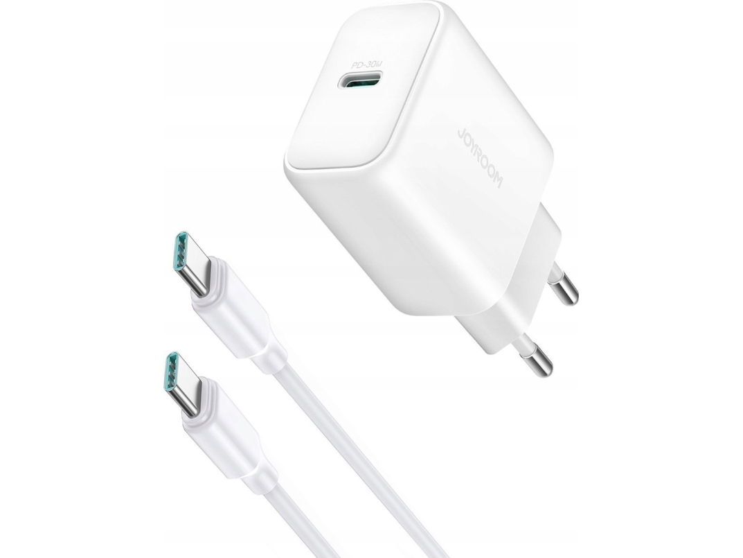 Joyroom Laturi Joyroom JR-TCF24 USB-C PD 30W QC SFC verkkolaturi - valkoinen + USB-C kaapeli 1m