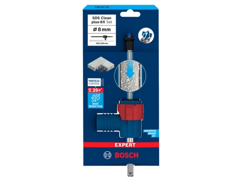 Bosch hammerbor SDS plus-8X Clean Set 8 mm 8x100x225 mm, med slangeadapter (2608901759)