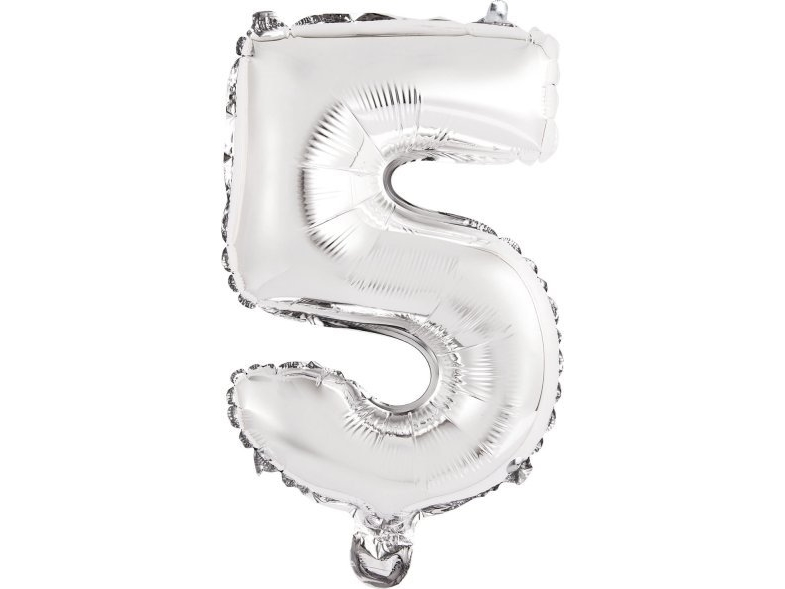 Amscan Folienballon Mini Ziffer 5 Silber 25,5X40cm 9909673