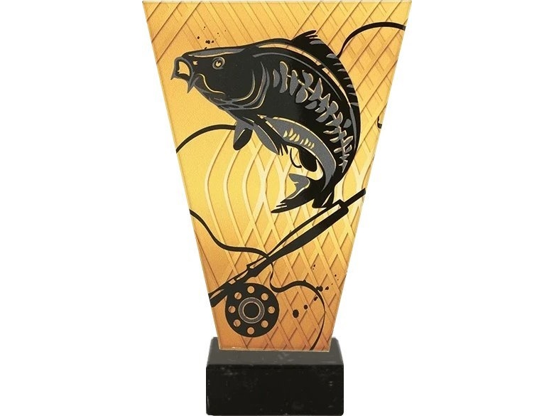 Victoria Sport Monokromt glastrofæ på marmorsokkel - CARP Fishing